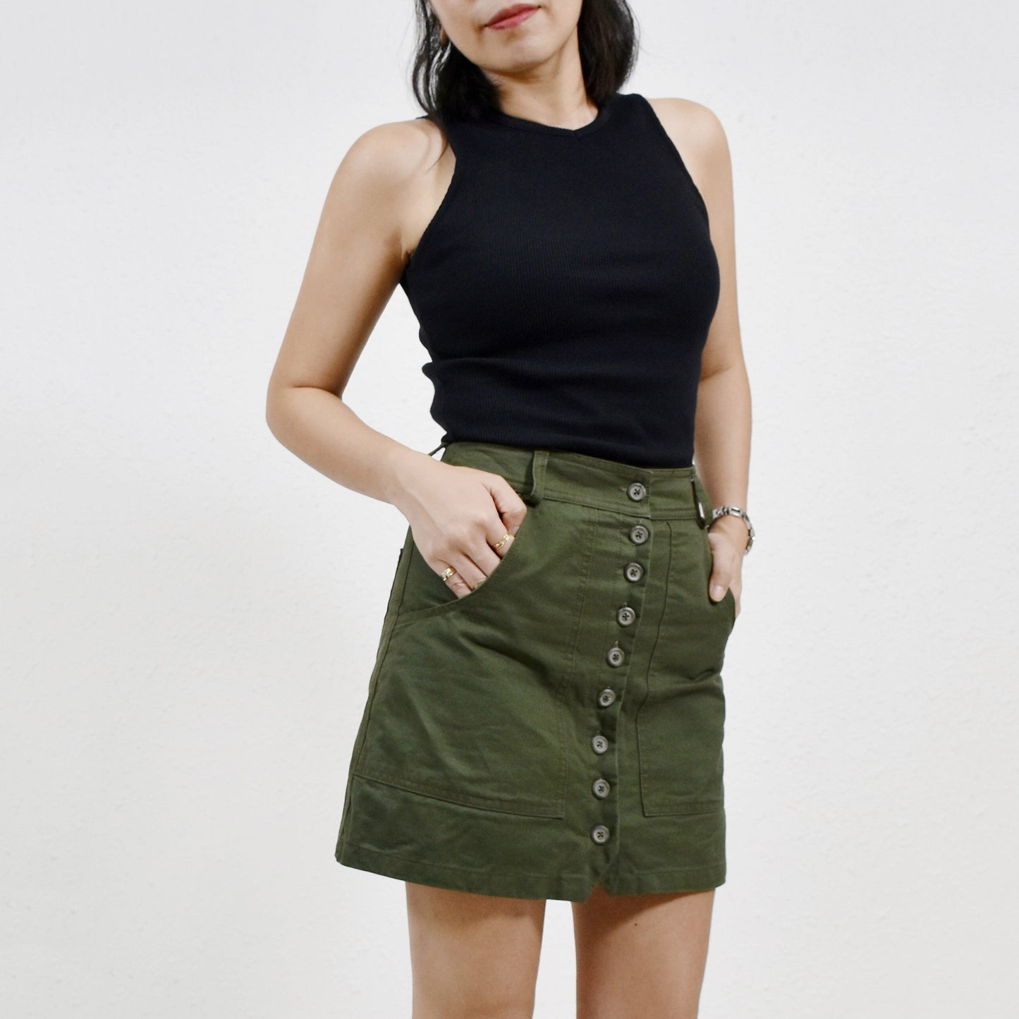 Button Mini Skirt